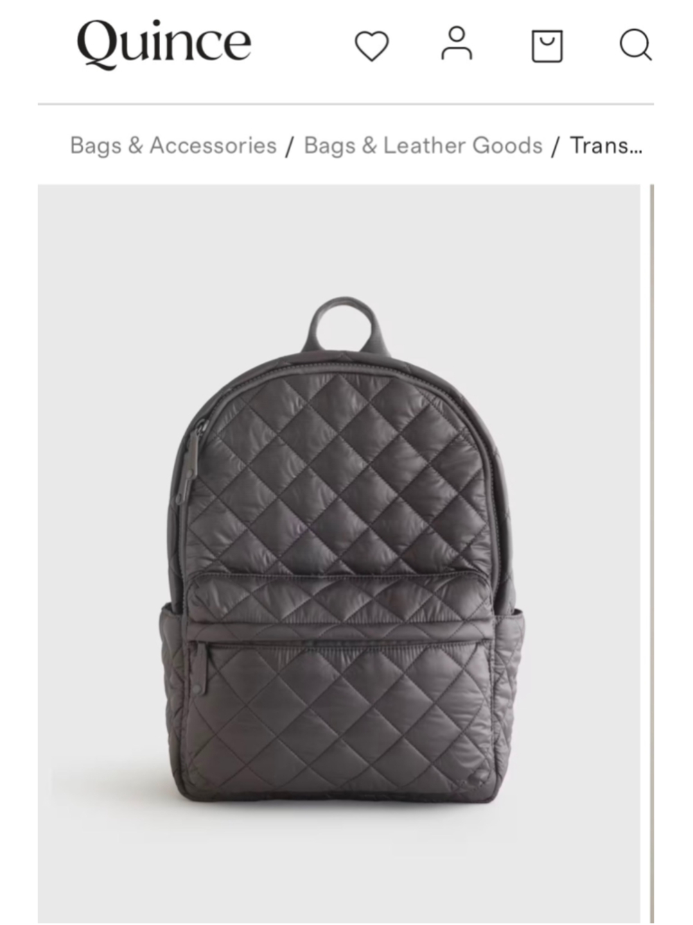 Quince| Transit Quilted Commuter Backpack | NWT